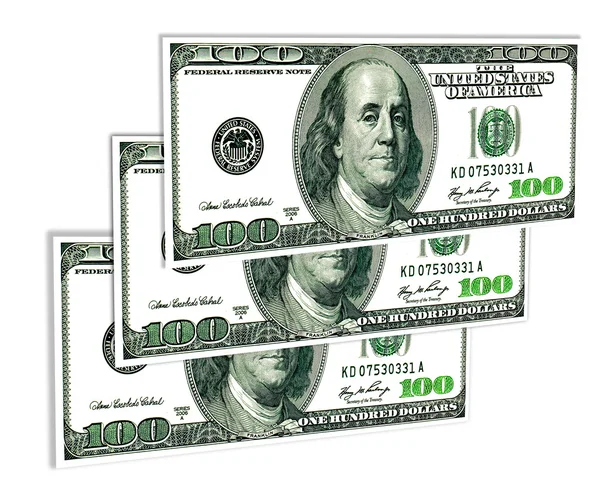 A few USA one hundred dollars isolated on white — Stock Photo, Image