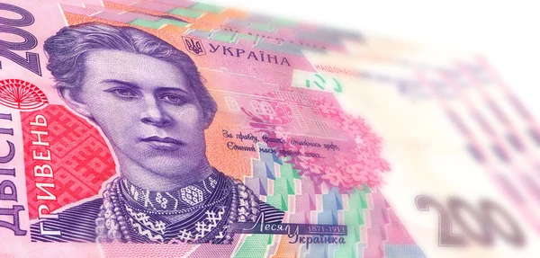 200 hrivna.background Ukraynalı banknotlar — Stok fotoğraf