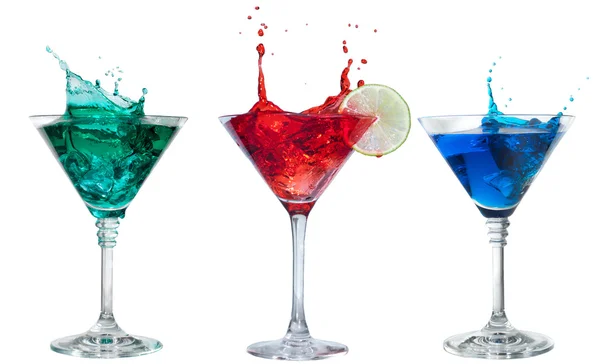 Set of alcoholic cocktails isolated on white — Stock Photo, Image