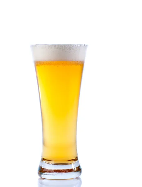 Frosty glass of light beer — Stock Photo, Image