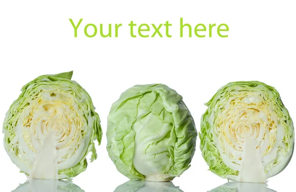 Set of green cabbage isolated on white background — Stock Photo, Image