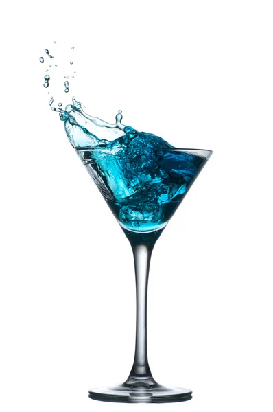 Blue cocktail with splashes — Stock Photo, Image