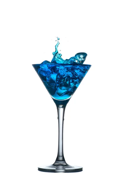 Blue cocktail with splashes — Stock Photo, Image