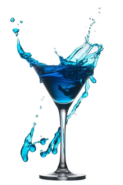 Blue cocktail with splashes — Stock Photo, Image