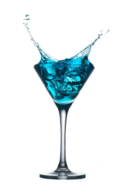 Cocktail blu con spruzzi — Foto Stock