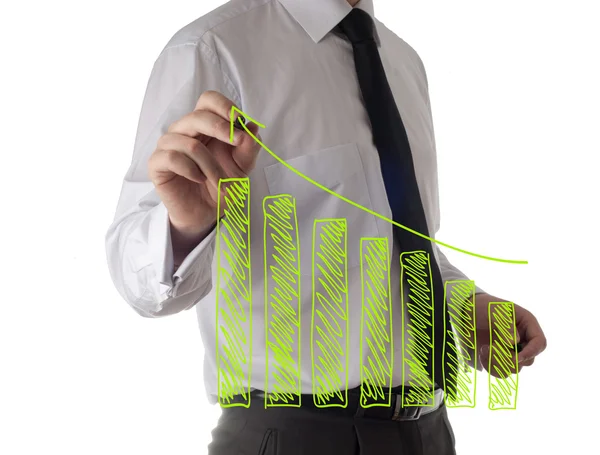 Male hand drawing a graph — Stock Photo, Image