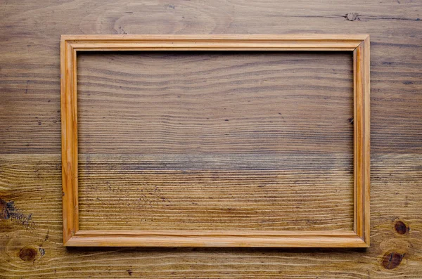 木製の背景に古い木製フレーム — ストック写真