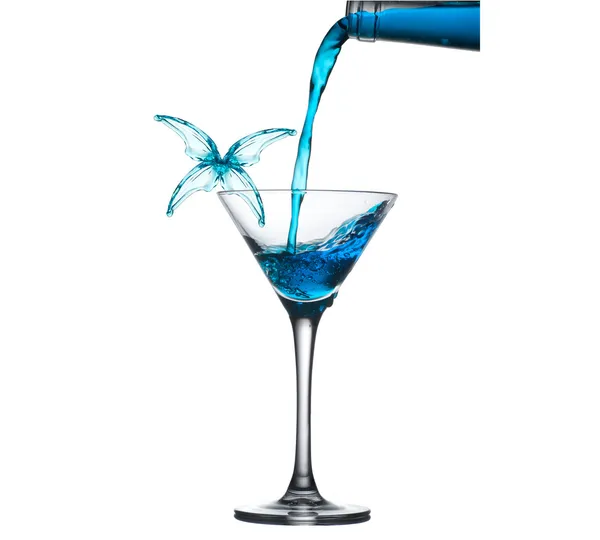 Cocktail with splash in form of buterfly — Stock Photo, Image