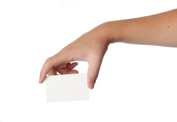 Hand hold blank business card — Stock Photo, Image