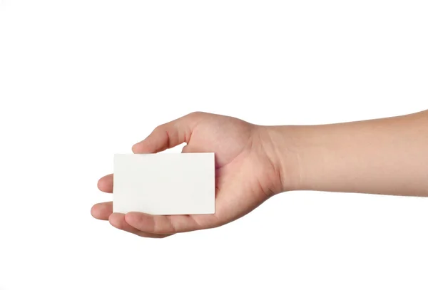 Hand hold blank business card — Stock Photo, Image