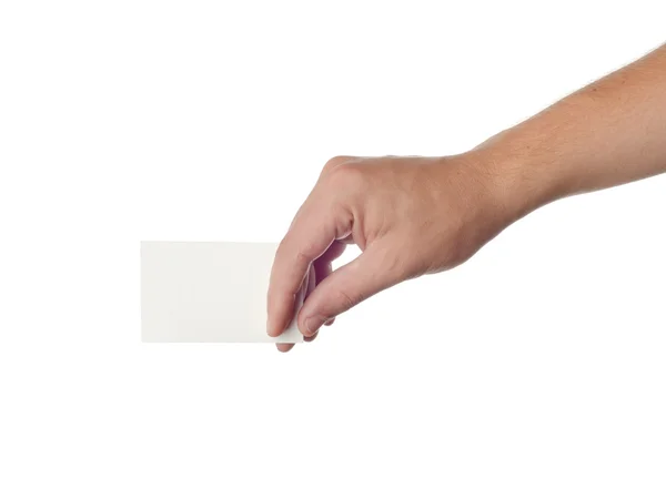 Hand hold blank business card — Stock Photo, Image