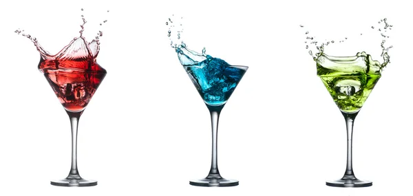 Vermelho azul verde splash cocktail — Fotografia de Stock