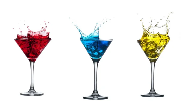 Splash cocktail rosso, blu e giallo — Foto Stock