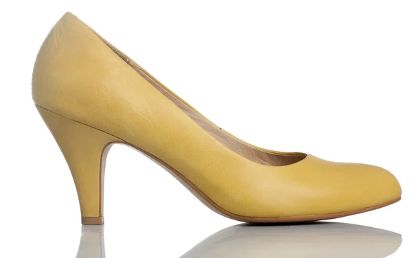 Żółty wysoki obcas buty kobiet — Zdjęcie stockowe