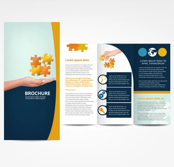 Brochure con Puzzle — Vettoriale Stock