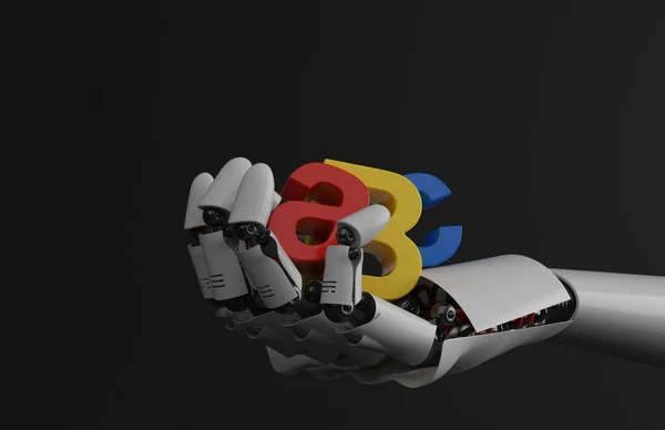 Abc Text Robot Hand — Stockfoto