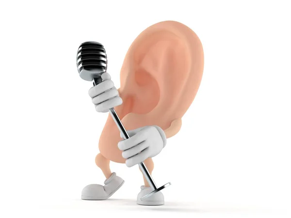 Ear Character Singing Microphone Isolated White Background Illustration — Foto de Stock