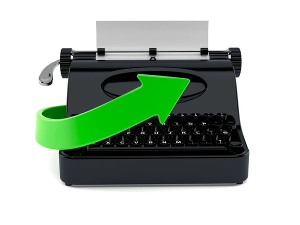 Typewriter Green Arrow Isolated White Background Illustration — Stock fotografie