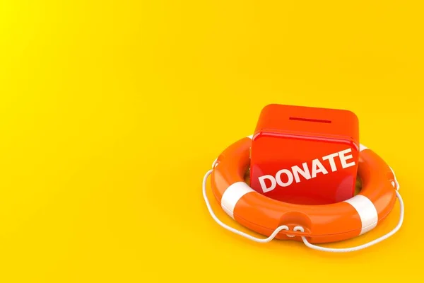 Δωρεά Κουτί Μέσα Σημαδούρα Ζωής Απομονωμένο Πορτοκαλί Φόντο Εικονογράφηση — Φωτογραφία Αρχείου