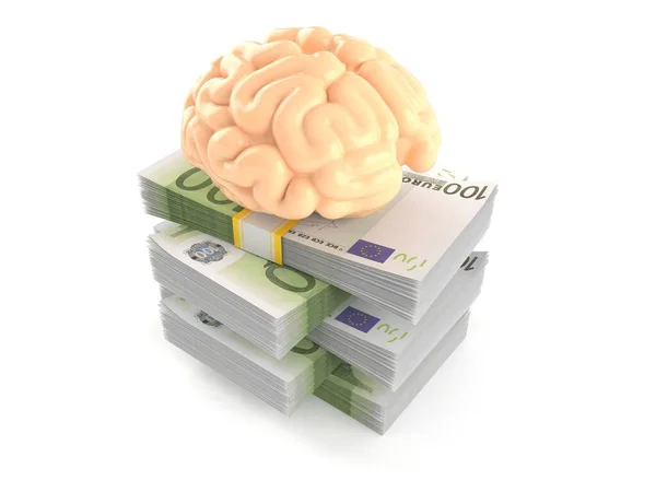 Εγκέφαλος Στοίβα Χρημάτων Που Απομονώνονται Λευκό Φόντο Εικονογράφηση — Φωτογραφία Αρχείου