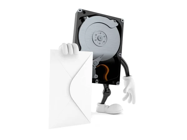 Hard Disk Character Envelope Isolated White Background Illustration — Stock Photo, Image