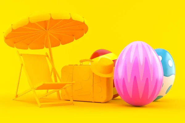 Fondo Vacaciones Con Huevos Pascua Color Naranja Ilustración — Foto de Stock