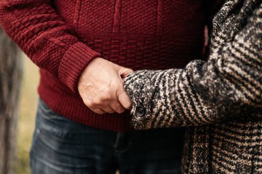 Aşık kıdemli bir adam güzel kadınının şefkatli ellerini tutuyor ve okşuyor. Kocasının parkta yürürken soğuk buruşuk kollarını ısıtıyor. Birbirlerine aşık ve sadık olduklarını itiraf eden bir çift.