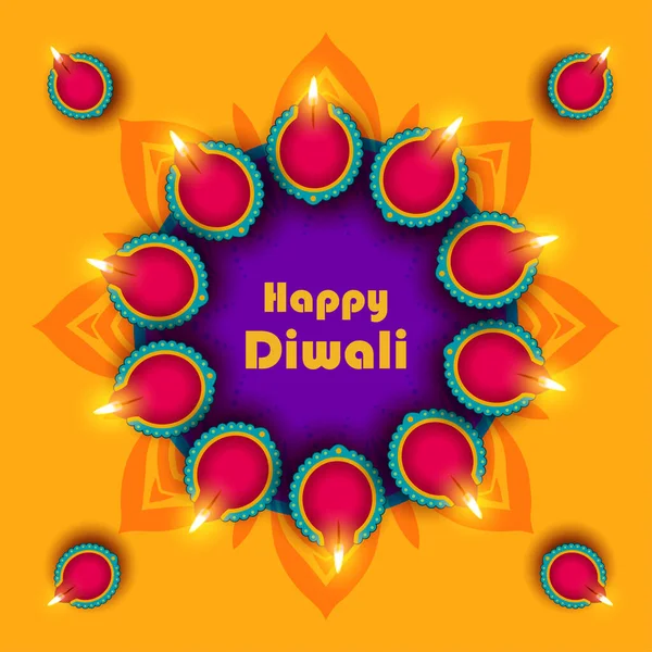 Happy Diwali Banner Top View — Stock Vector