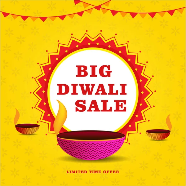 Happy Diwali Vente Bannière Minimale — Image vectorielle