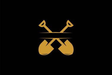 Çift kürek logosu tasarımı. İnşaat şirketi soyut sembolü.