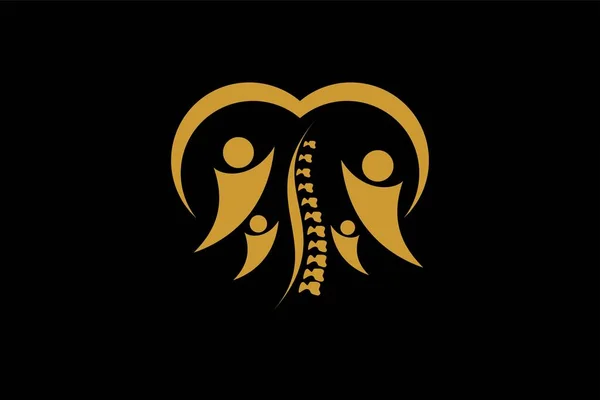 Дизайн Логотипу Сімейної Хіропрактичної Клініки Символ Ілюстрації Догляду Кістками Стокова Ілюстрація