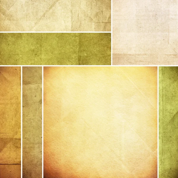 Conjunto marrón y verde de textura de papel grunge — Foto de Stock