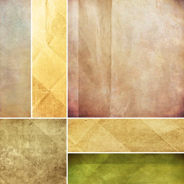 Set marrone e verde di grunge carta texture — Foto Stock