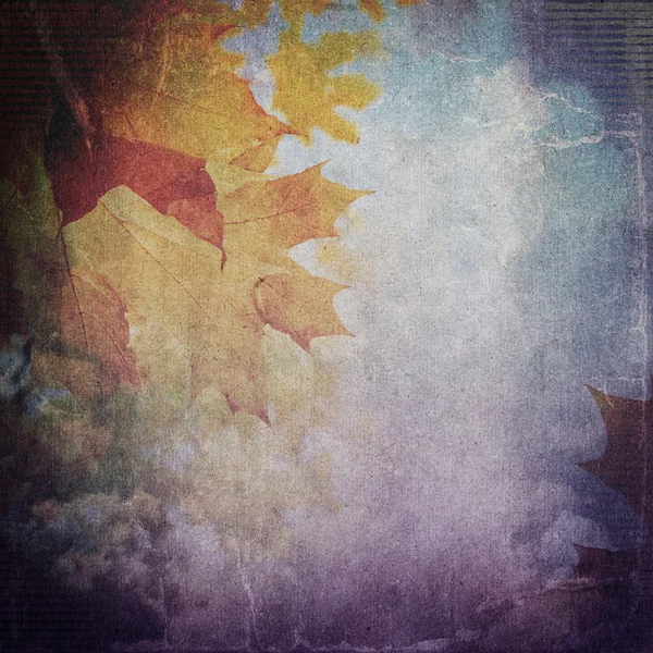 Texture di carta grunge viola con foglie — Foto Stock