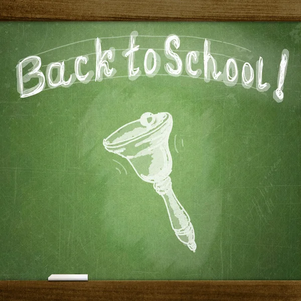 School blackboard with hand bell sketch — Stock Photo, Image