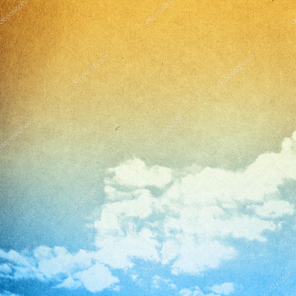 Orange blue vintage sky background