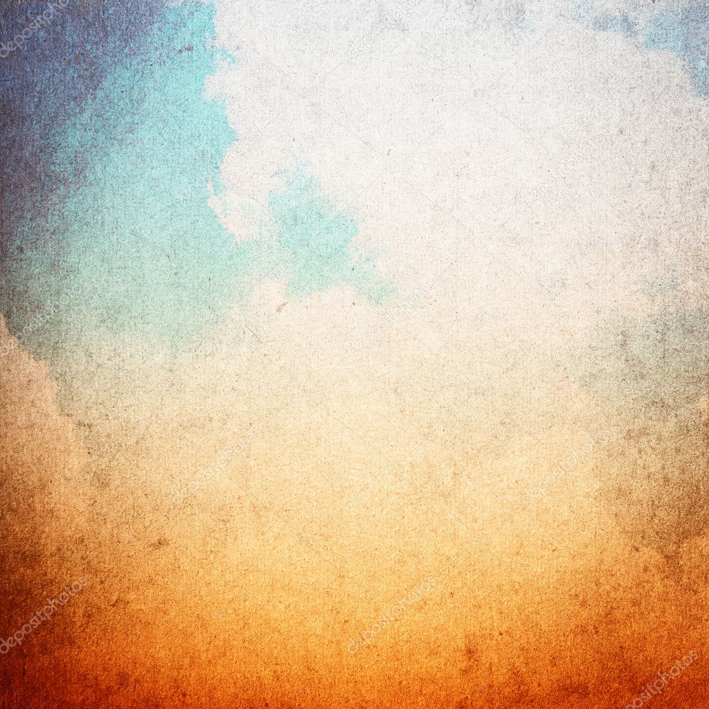 Blue and orange grunge sky texture, vintage background