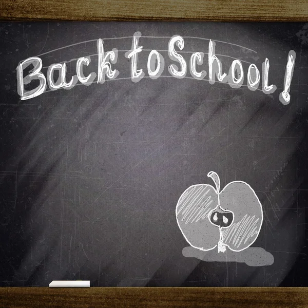 School blackboard with apple sketch — Stock Photo, Image