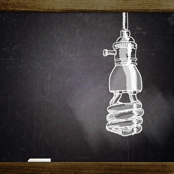 Pizarra escolar con boceto de lámpara —  Fotos de Stock