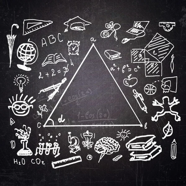 Skolan blackboard med skisser — Stockfoto