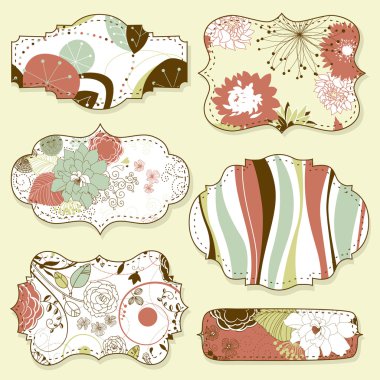 retro tarzı floral çerçeveler