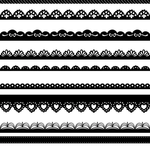 Ensemble de bordures de poinçon en papier dentelle dessinées à la main — Image vectorielle