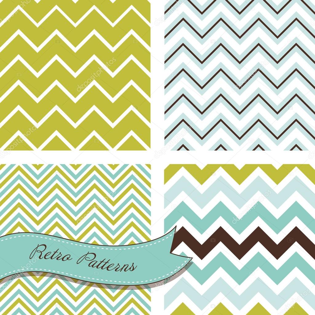 A set of seamless retro Zig zag patterns