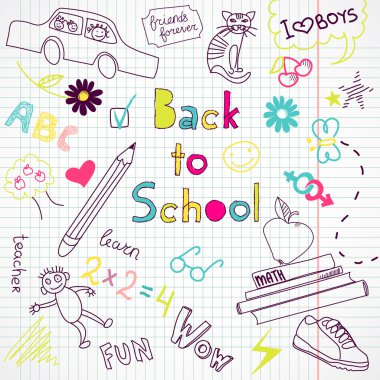 Back to school doodles clipart