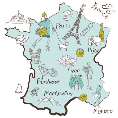 Stylized map of France clipart