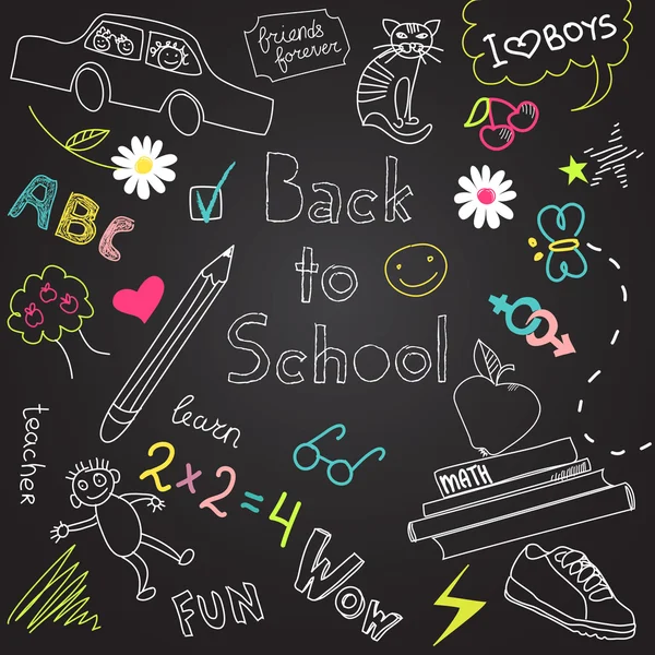 Terug naar school doodles — Stockvector