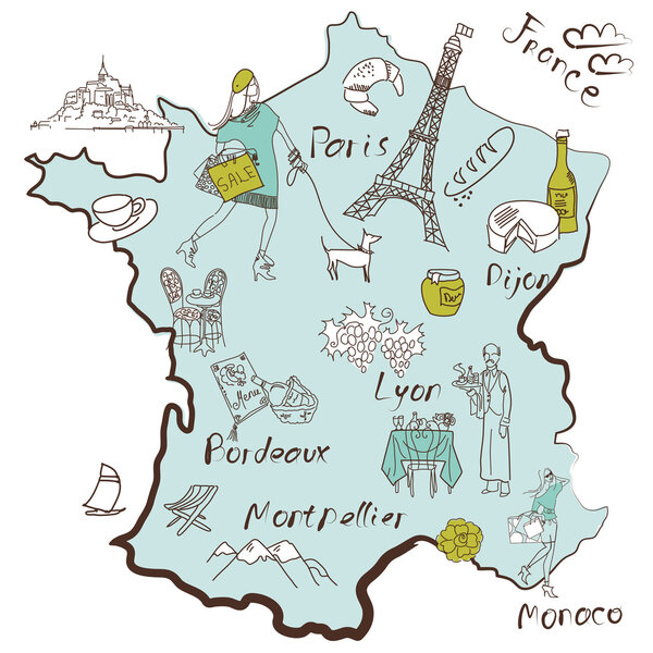 Stylized map of France