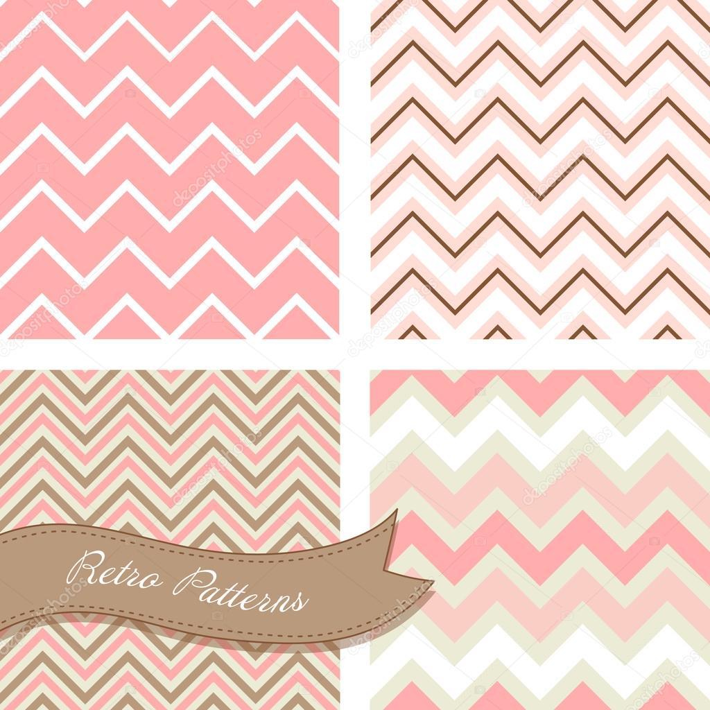 A set of seamless retro Zig zag patterns