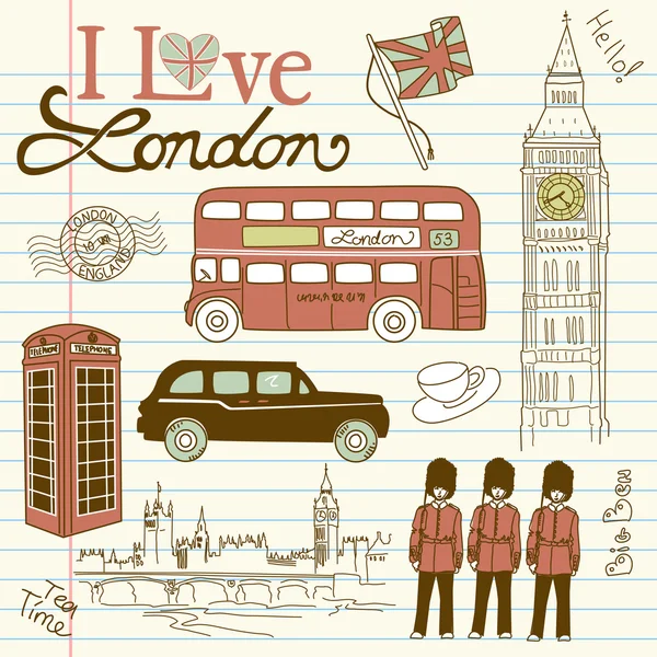 Londen doodles — Stockvector