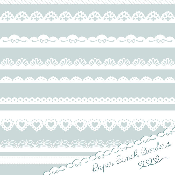 Set of hand-drawn Lace Paper Punch Borders